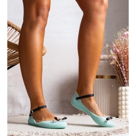 D/GMR Ballerine blu femminili fatte di gomma con arco e chiusura 1