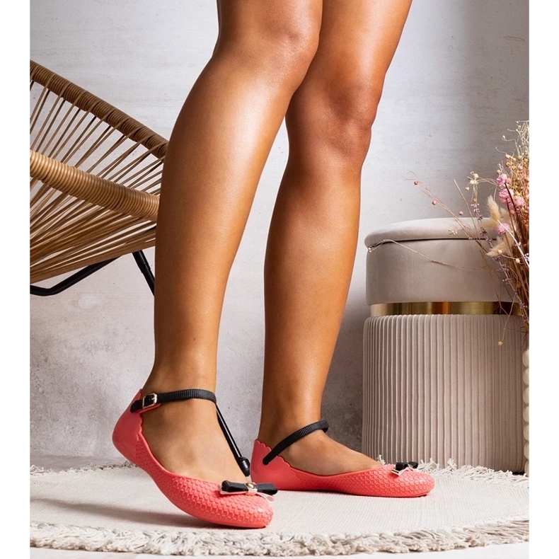 D/GMR Ballerine femminili rosa con gomma con arco e chiusura 2