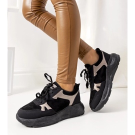 D/GMR Sneakers nere con accenti Davis dorati d'oro 1