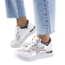 D/GMR Scarpe sportive metalliche bianche in pizzo -up sneaker openwork torres bianco 1