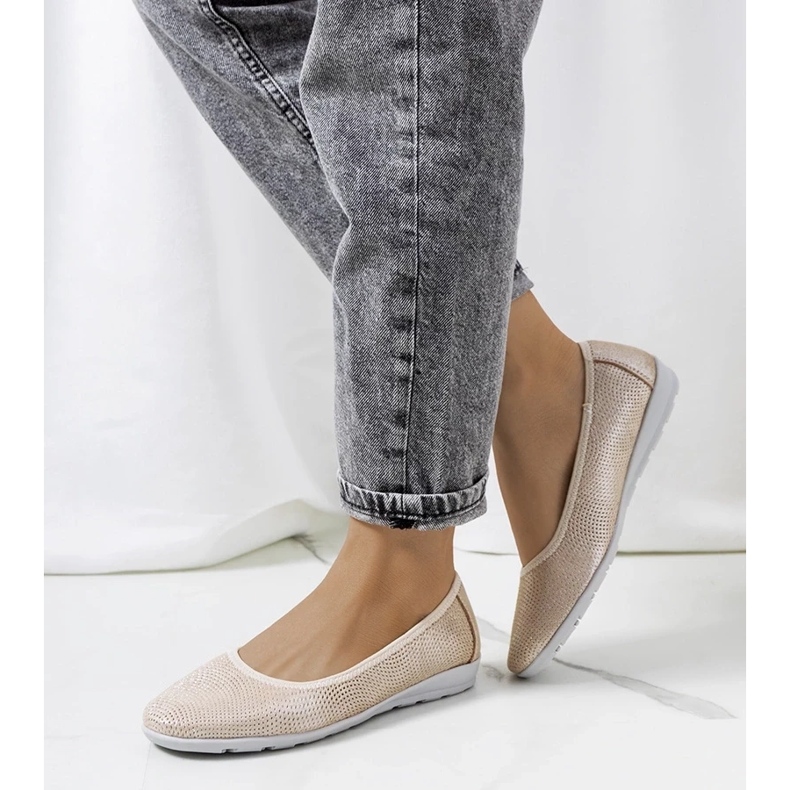 D/GMR Ballerine Elmas in pelle beige 2