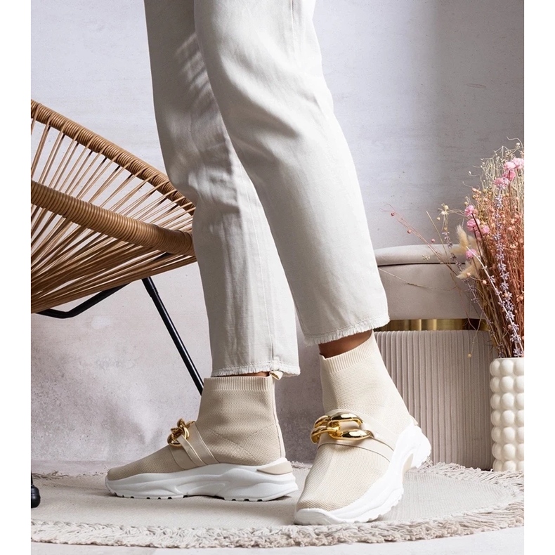 D/GMR Sneakers beige con catena Taryn 2