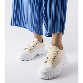 D/GMR Sneakers beige con plateau alto di Kari 1