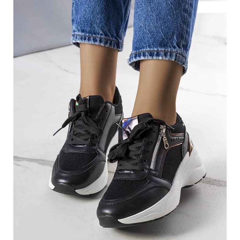 D/GMR Sneaker con zeppa di colore nero di Stacey 2