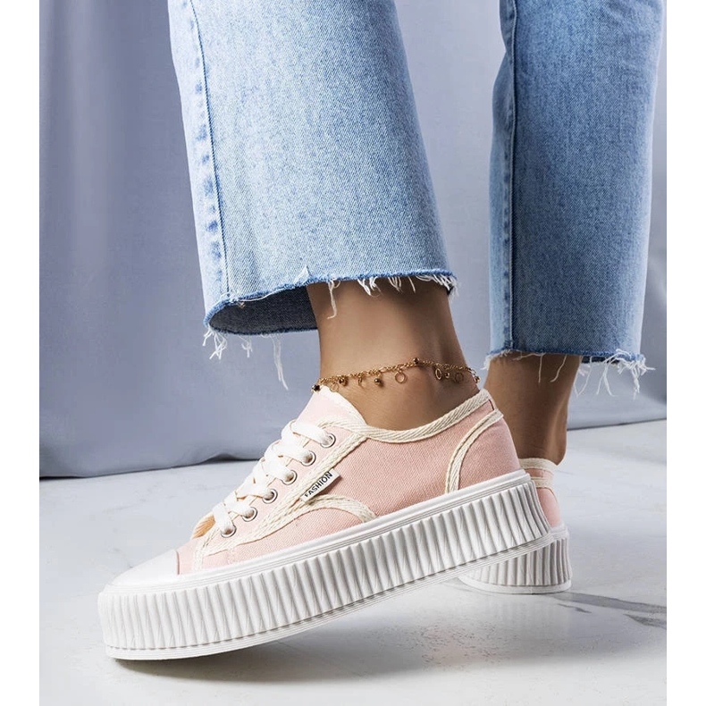 D/GMR Le scarpe da ginnastica rosa con plateau di Connie 2