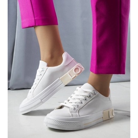 D/GMR Sneakers bianche e beige decorate con la scritta Nora 1