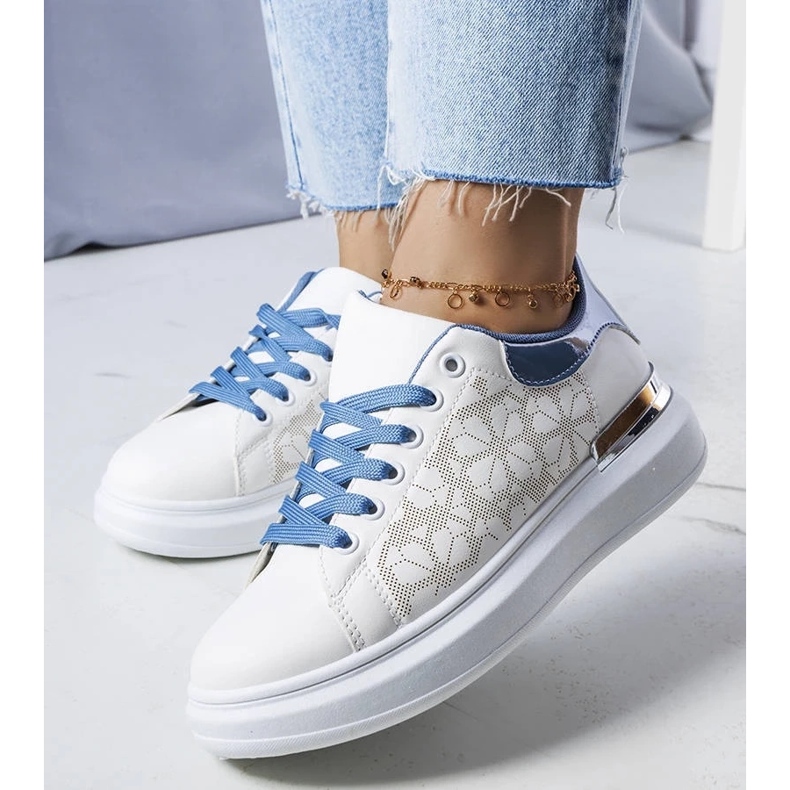 D/GMR Scarpe bianche e blu decorate con perforazioni di Erin bianca 1