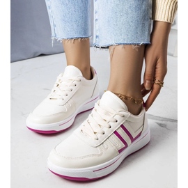 D/GMR Sneaker color crema con inserti rosa di Olympia beige 1