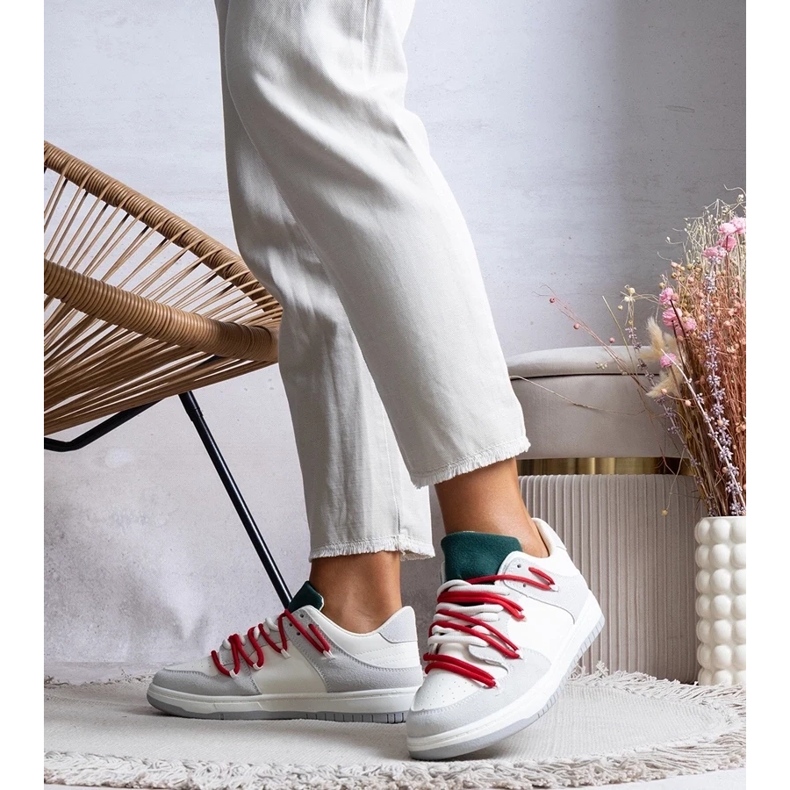 D/GMR Sneaker grigie sneaker da donna con lacci arcobaleno rossi grigio 2