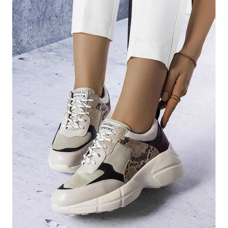 D/GMR Sneakers beige con inserti in glitter di Béri 2