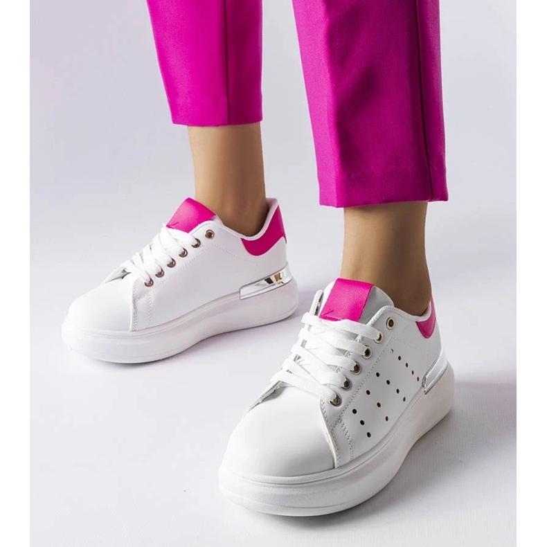D/GMR Sneakers bianche con traforo Chalut colorato rosa 2