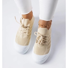 D/GMR Sneakers beige realizzate in tessuto elasticizzato di Polaire 2
