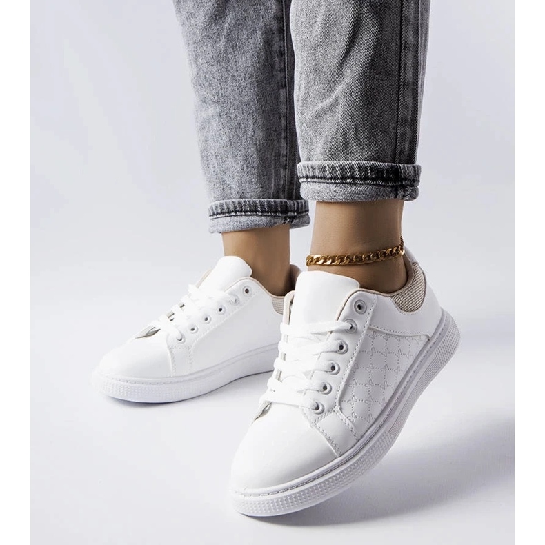 D/GMR Sneakers bianche e beige con goffratura di Dreux 1