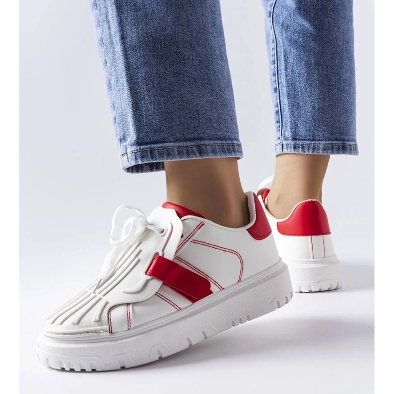 D/GMR Sneakers bianche e rosse sulla piattaforma Binet rosso 2