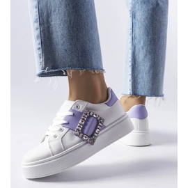 D/GMR Sneakers bianche decorate con una fibbia Ike viola bianca 2