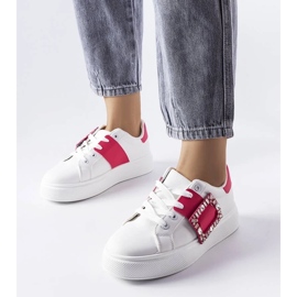 D/GMR Sneakers bianche decorate con una fibbia Ike rosa bianco 1