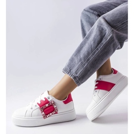 D/GMR Sneakers bianche decorate con una fibbia Ike rosa bianco 2