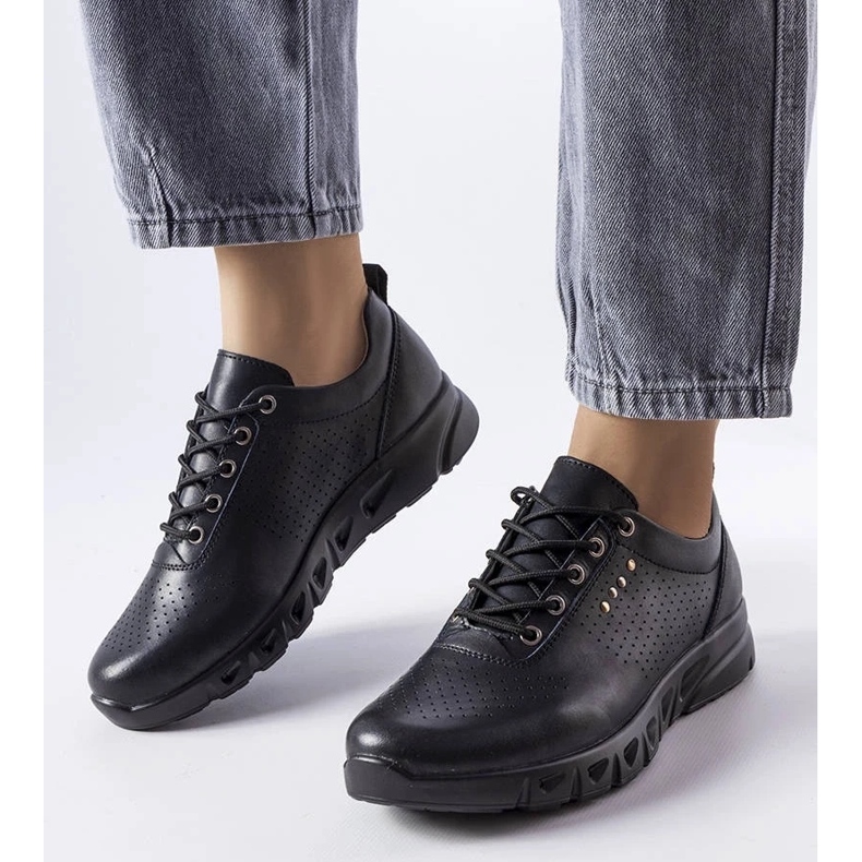 D/GMR Brogue in pelle traforata nera di Brodeur nero 1