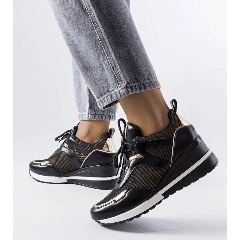 D/GMR Sneakers con zeppa nere e dorate di Vincez nero 2