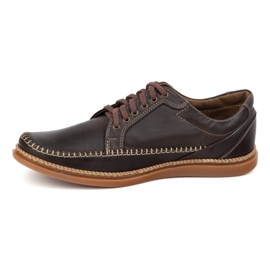 Olivier Scarpe in pelle maschile casual model 313gt marrone scuro 1