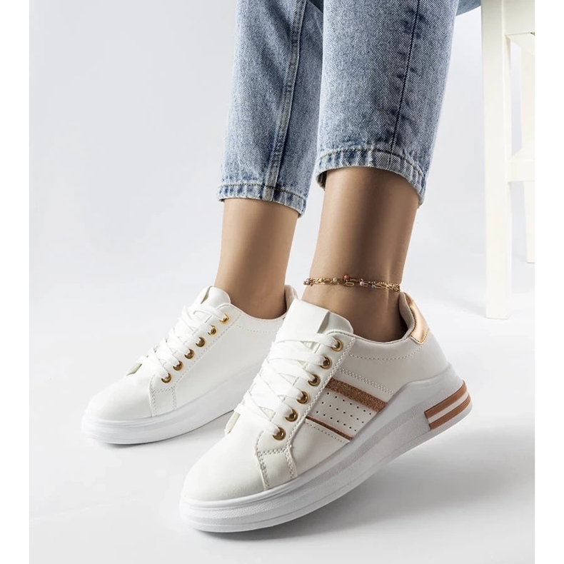D/GMR Sneaker Lanoie bianche con plateau 2