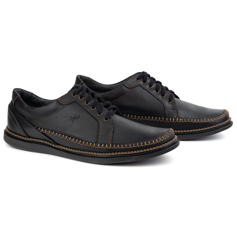 Olivier Scarpe da uomo in pelle casual model 313gt nero 2
