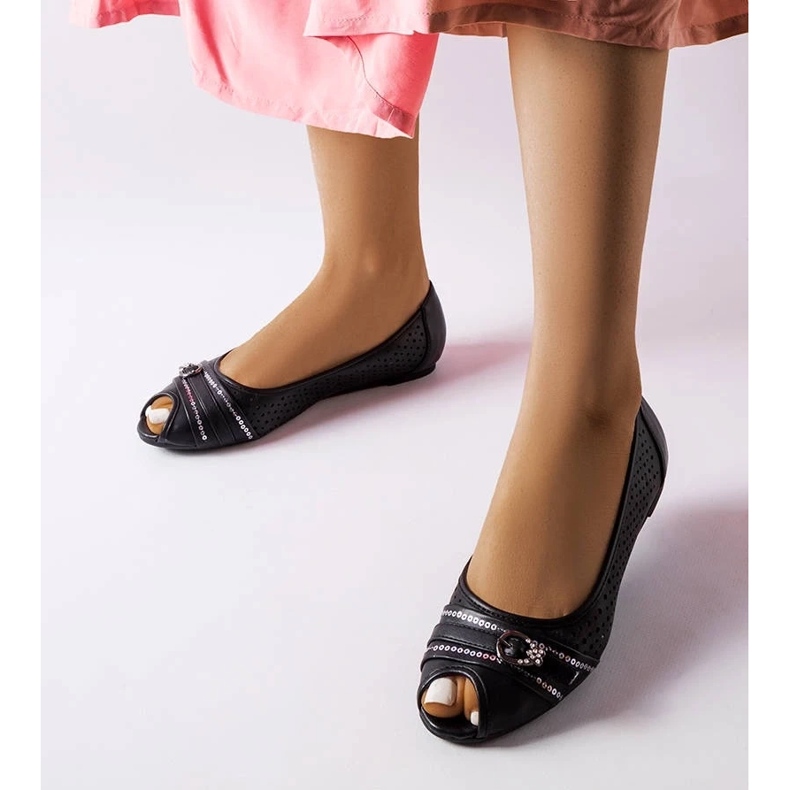 D/GMR Ballerine traforate nere con strass di Creek 2