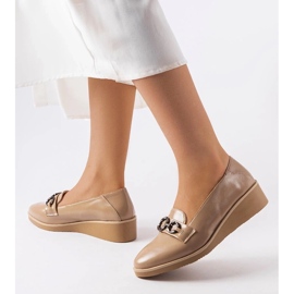 D/GMR Mocassini con zeppa laccati beige di Erin 2