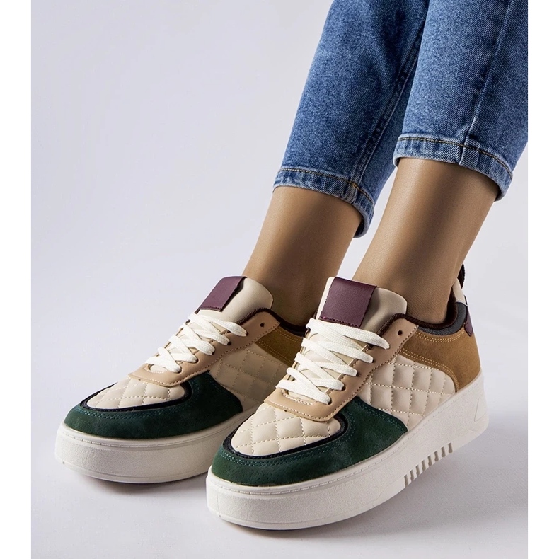 D/GMR Sneakers beige e verdi sulla piattaforma Celso 1
