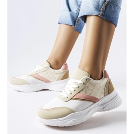 D/GMR Sneakers beige e bianche con un accento duffy dorato 2