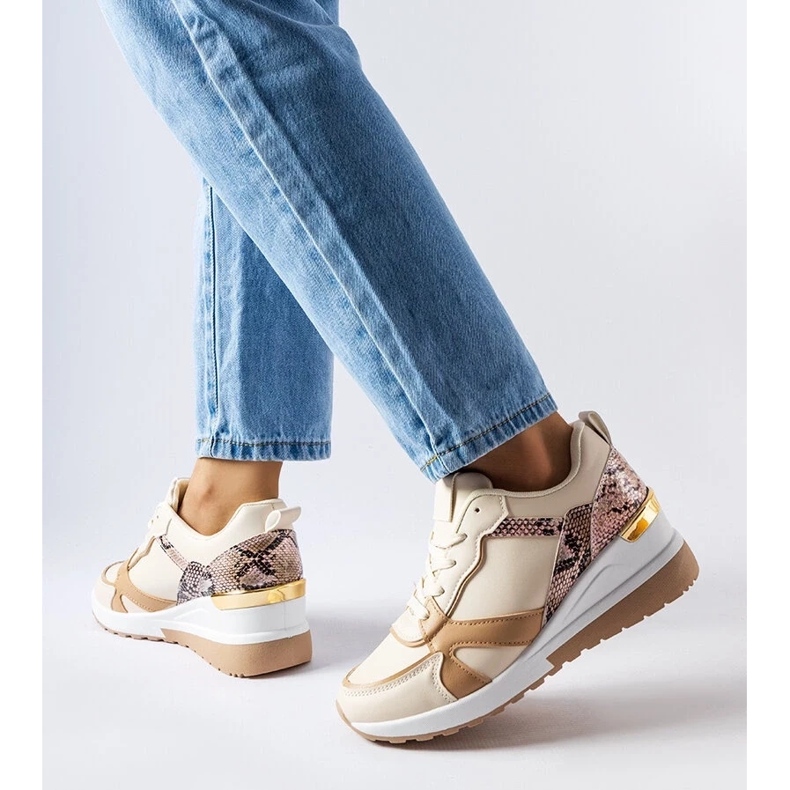 D/GMR Sneakers con zeppa beige di Leopoldo 1