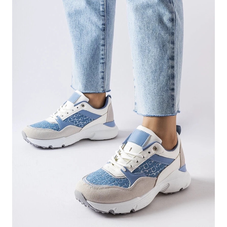 D/GMR Scarpe blu e bianche con dettagli argento di Rio grigio 1