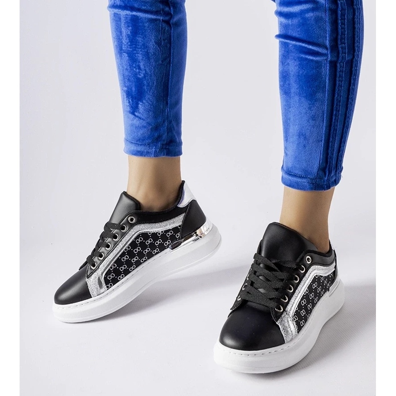 D/GMR Sneakers nere con decorazione Leo argento nero 1