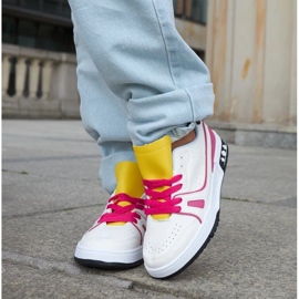 D/GMR Sneakers Archie bianche e rosa con linguetta gialla bianco 2