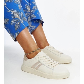 D/GMR Sneakers stringate Camilla in pelle beige 1