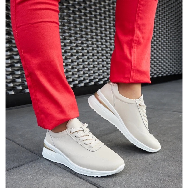 D/GMR Sneakers con zeppa in pelle beige di Federico 1
