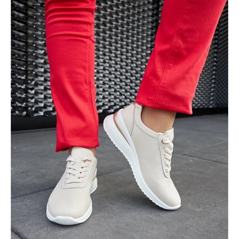 D/GMR Sneakers con zeppa in pelle beige di Federico 2