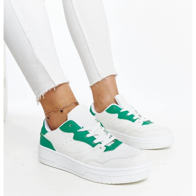 D/GMR Sneaker bianche con accento Fournie verde bianco 2