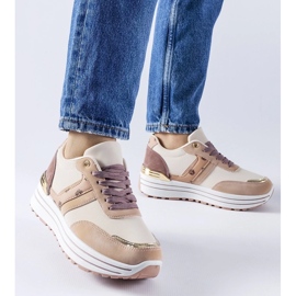 D/GMR Scarpe provinciali con zeppa rosa e beige 2
