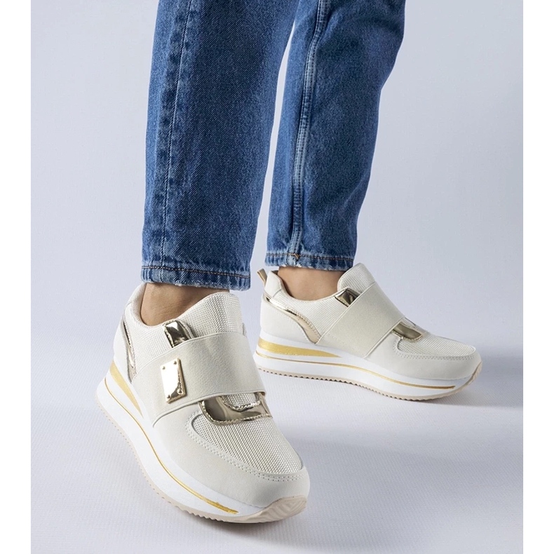 D/GMR Sneakers slip-on beige con plateau Sages 2