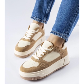 D/GMR Sneaker Pomona con plateau beige e bianca 1