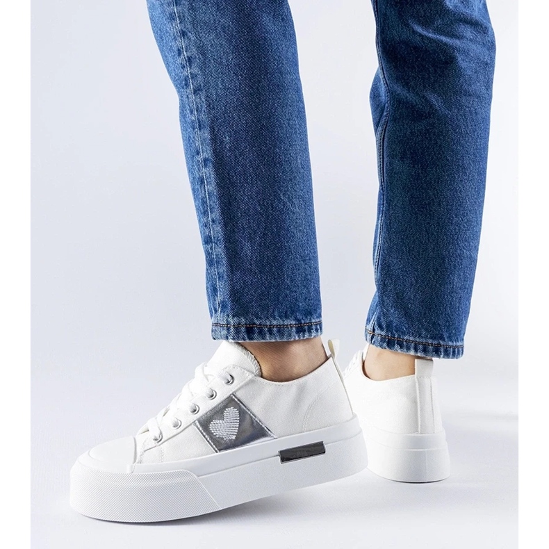 D/GMR Sneaker Lawton con plateau bianche e argento bianca 1