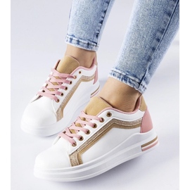D/GMR Sneaker bianche e rosa sulla piattaforma Mayfield con elementi dorati bianca 1