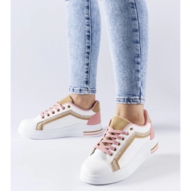 D/GMR Sneaker bianche e rosa sulla piattaforma Mayfield con elementi dorati bianca 2