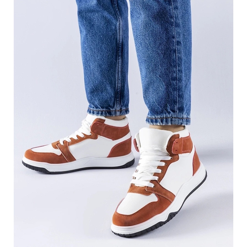 D/GMR Le sneakers alte bianche e marroni di Elizabeth bianca 1