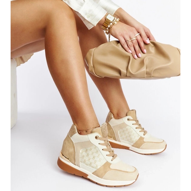 D/GMR Sneakers con zeppa color castagna beige 1
