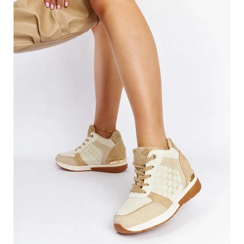D/GMR Sneakers con zeppa color castagna beige 2