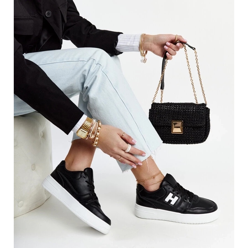 D/GMR Sneakers nere su piattaforma Mentha bianca nero 1