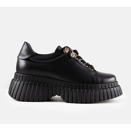 D/GMR Sneaker in pelle nera sulla piattaforma Karino nero 1