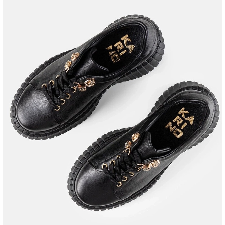 D/GMR Sneaker in pelle nera sulla piattaforma Karino nero 2